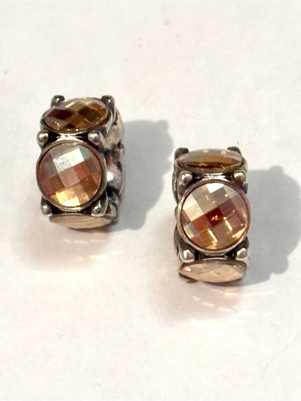🆕Listing! Two Brighton Roundabout beads Topaz Big gold-brown crystals Retired